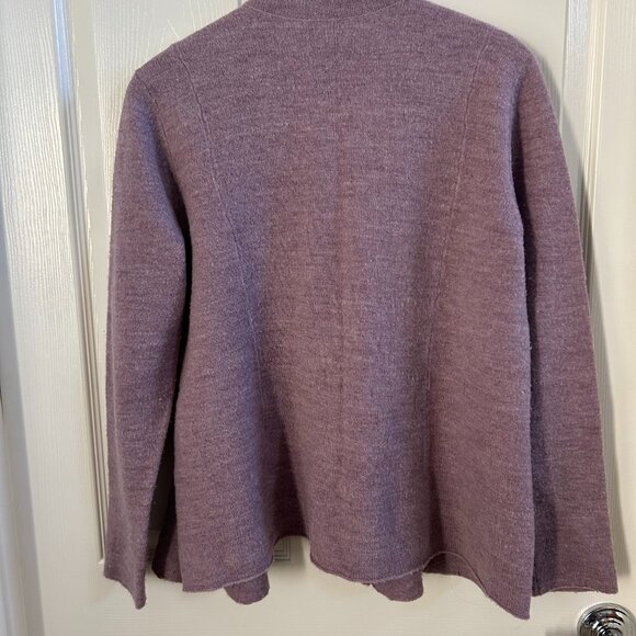 Eileen Fisher Cardigan Sweater Merino Wool Lavender Open Front Boucle Size L - Picture 5 of 8